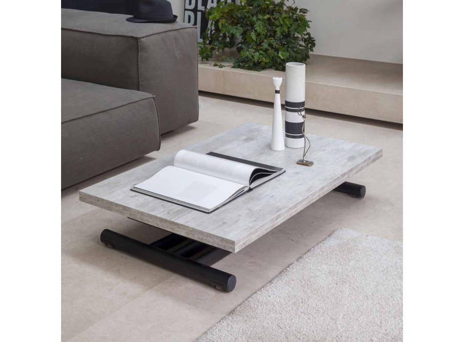 Modernt transformerbart soffbord i grafitmetall och träplatta - Sistocle Viadurini