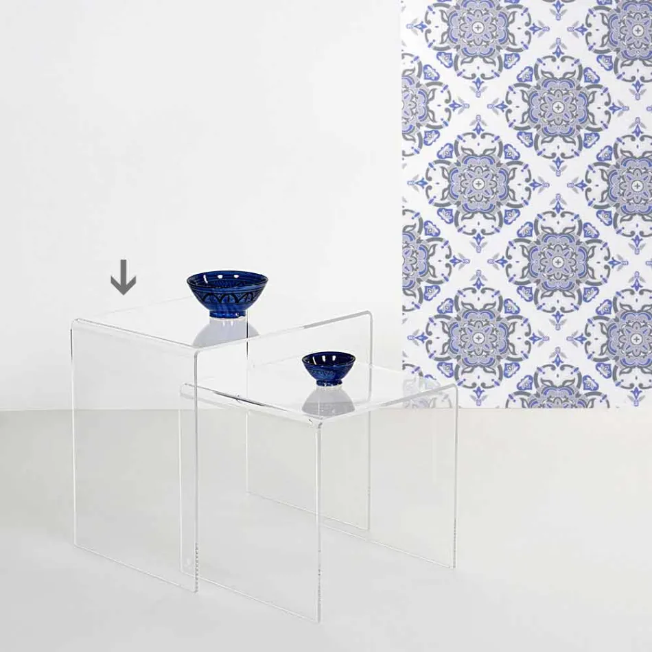 transparent modern design soffbord 50x50cm Big Terry, tillverkad i Italien Viadurini