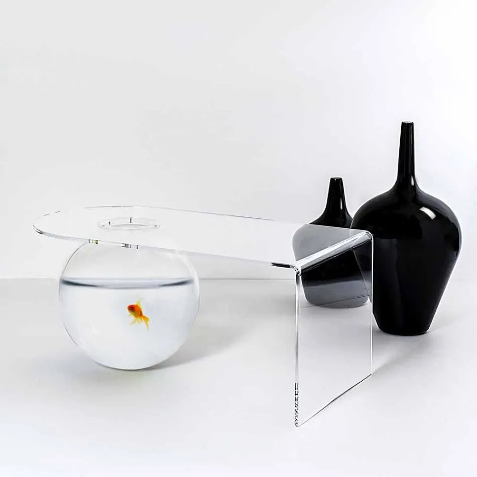 transparent bord L90xH40xP48 cm Bolly modern design, tillverkad i Italien Viadurini