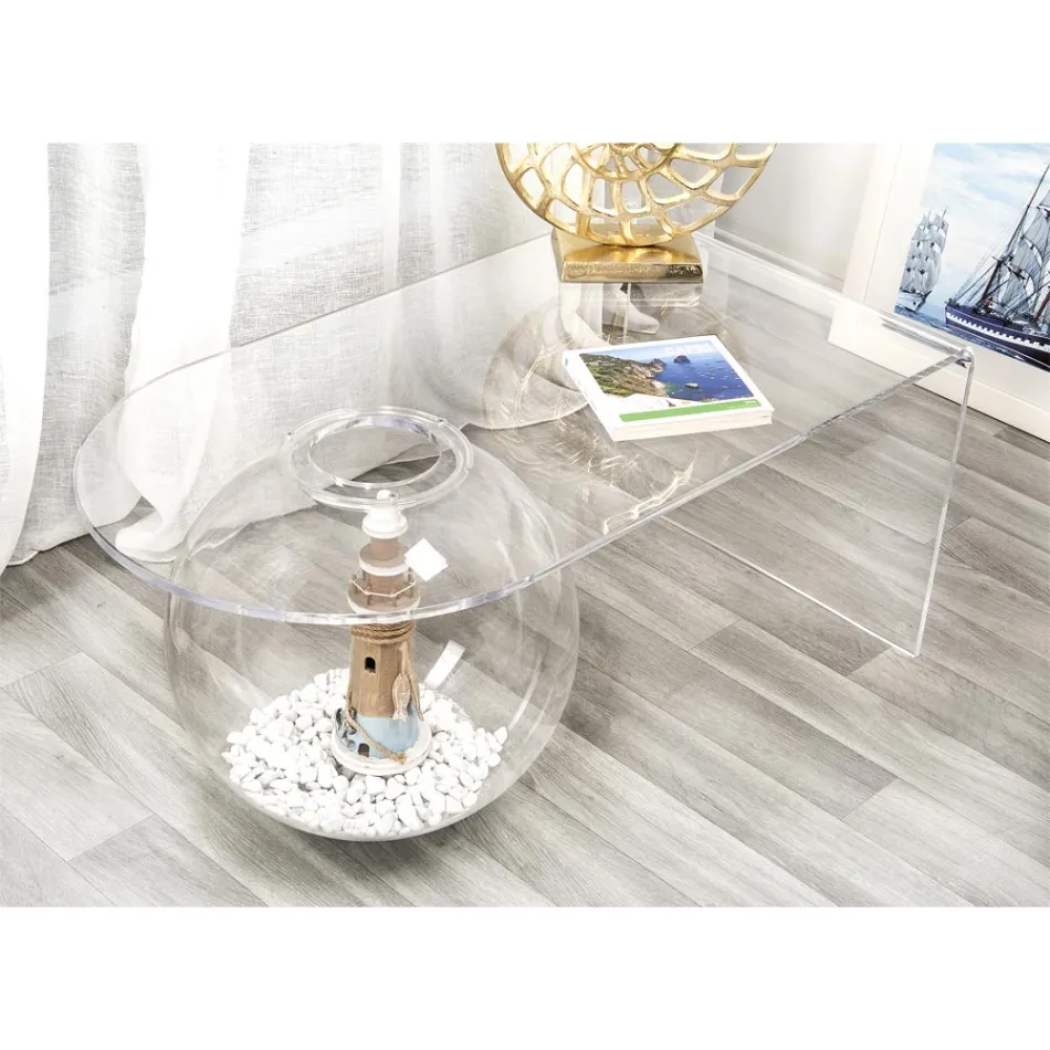 Transparent modern design soffbord L90xH40xP48 cm Bolly, tillverkat i Italien Viadurini