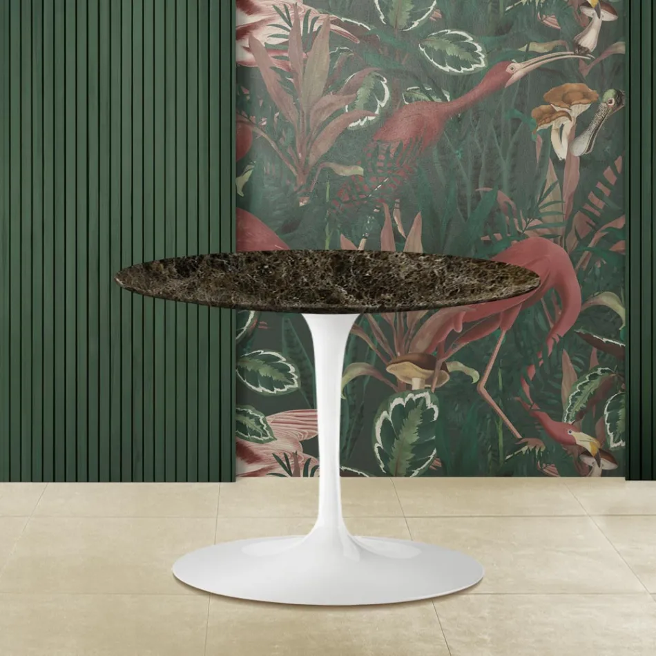 Tulpan Soffbord Eero Saarinen H 39 med oval skiva i Emperador Dark Marble Viadurini
