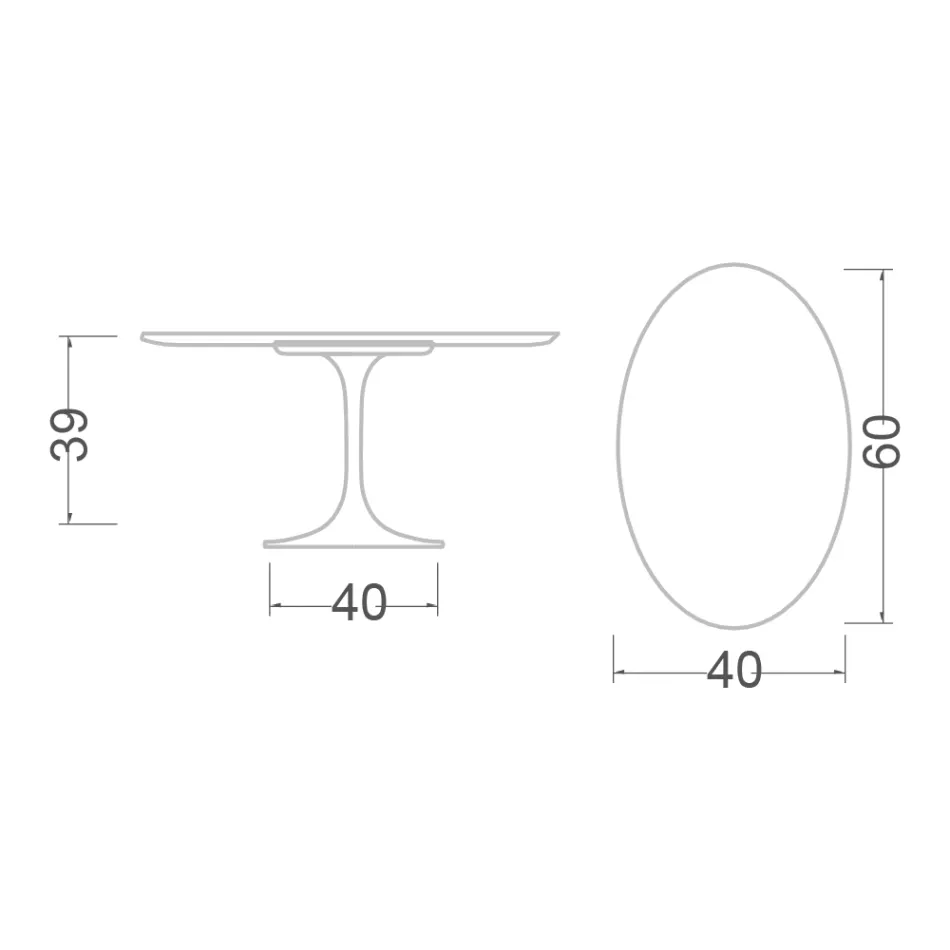 Tulpan Soffbord Eero Saarinen H 39 med oval skiva i Emperador Dark Marble Viadurini