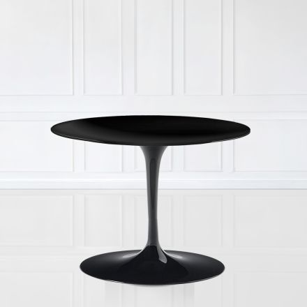 Tulpan soffbord Eero Saarinen H 39 Oval i svart flytande laminat Made in Italy - Scarlet Viadurini