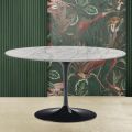 Tulip Eero Saarinen H 41 Soffbord med oval skiva i Carrara-marmor Statuarietto - Scarlet