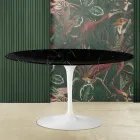 Tulpan Soffbord Eero Saarinen H 41 med Oval Skiva i Svart Marquinia Marble Viadurini