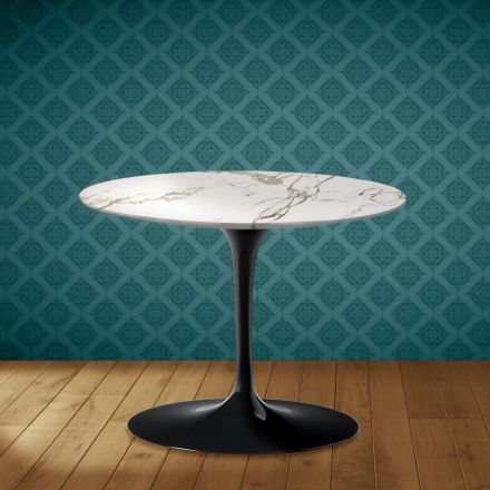 Eero Saarinen Tulip soffbord H 41 i Aura 22 keramik Tillverkad i Italien - Scharlakansröd Viadurini