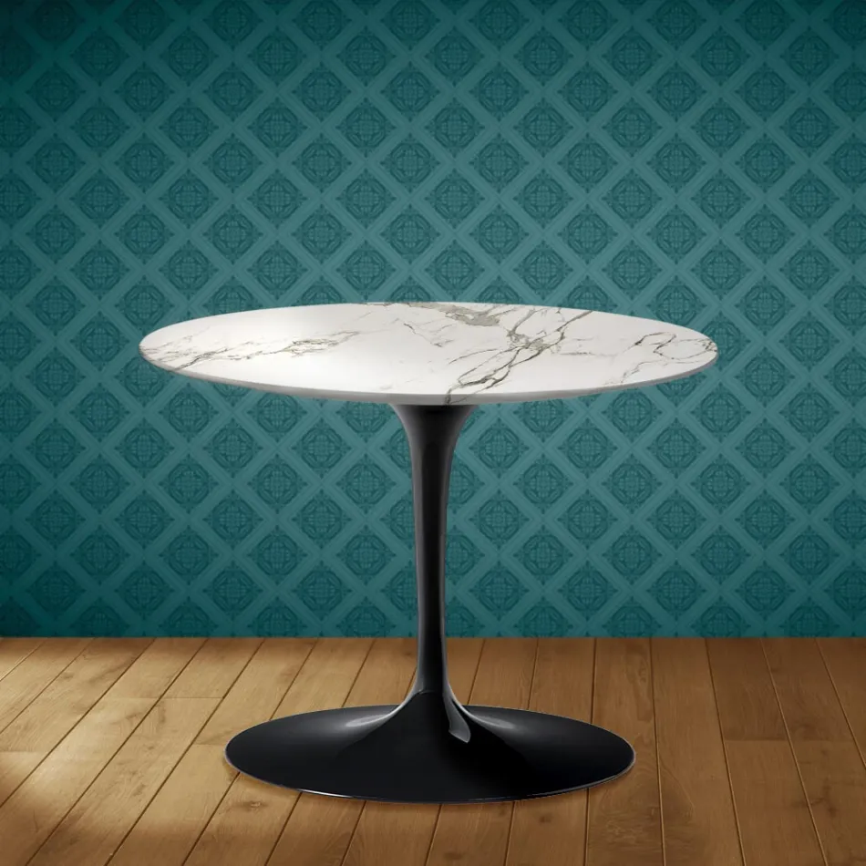 Eero Saarinen Tulip soffbord H 41 i Aura 22 keramik Tillverkad i Italien - Scharlakansröd Viadurini