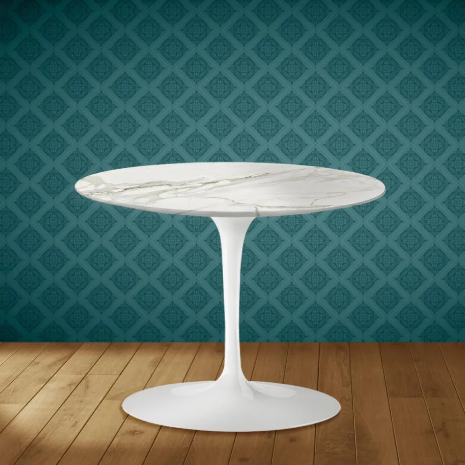 Eero Saarinen Tulip soffbord H 41 i polerad keramik Tillverkad i Italien - Scharlakansröd Viadurini
