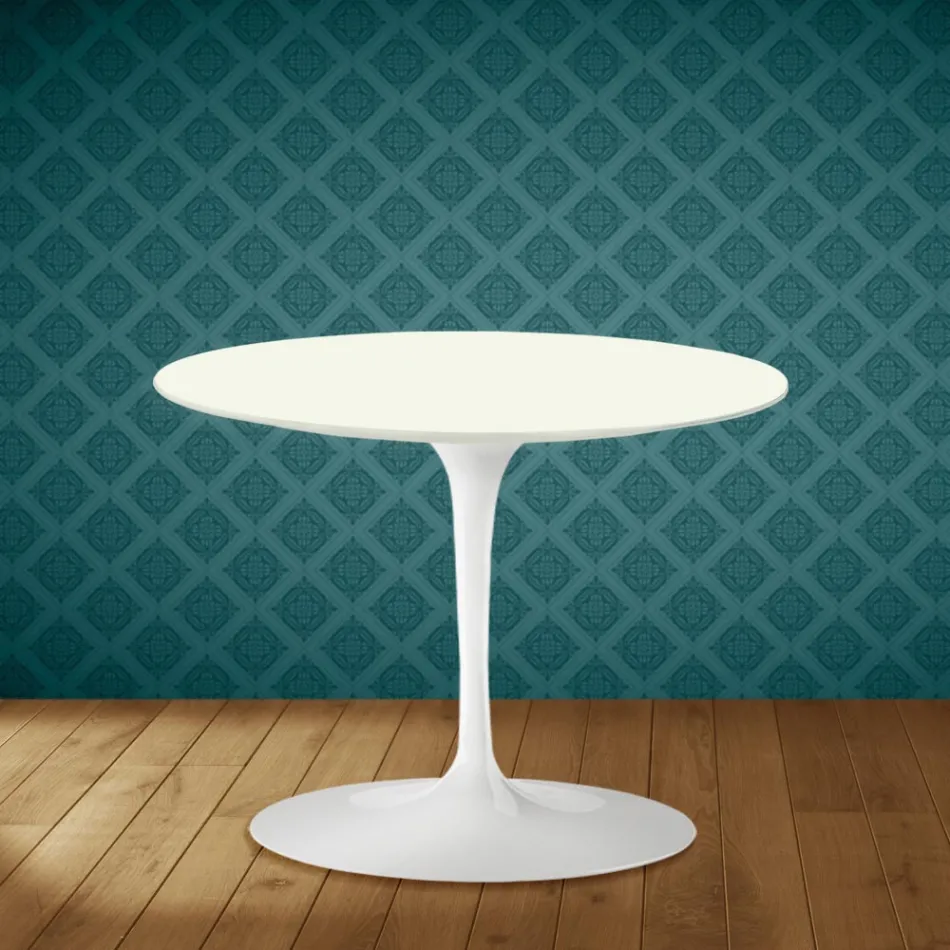 Eero Saarinen Tulip soffbord H 41 i Moonè keramik Tillverkad i Italien - Scharlakansröd Viadurini