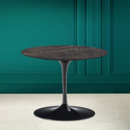 Tulpan Soffbord Eero Saarinen H 41 i Noir Desire Made in Italy Keramik - Scarlet Viadurini
