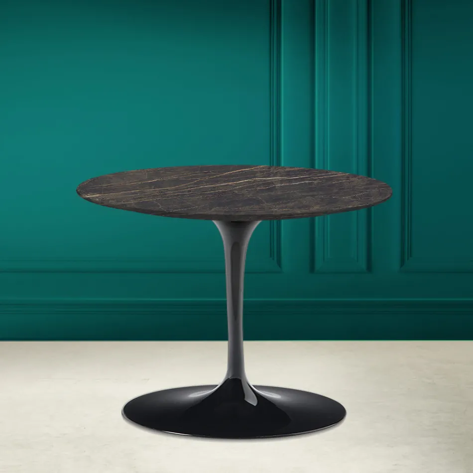 Tulpan Soffbord Eero Saarinen H 41 i Noir Desire Made in Italy Keramik - Scarlet Viadurini