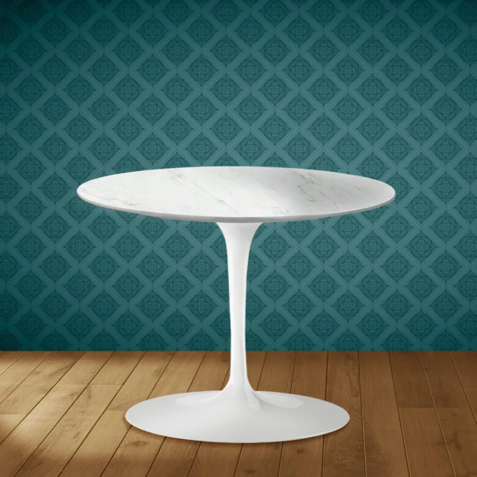 Eero Saarinen Tulip soffbord H 41 i Salina keramik Tillverkad i Italien - Scharlakansröd Viadurini