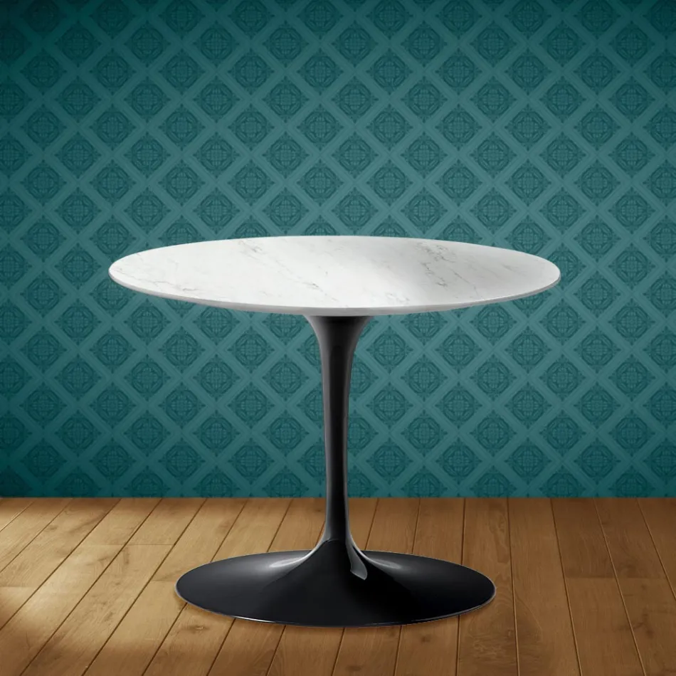 Eero Saarinen Tulip soffbord H 41 i Salina keramik Tillverkad i Italien - Scharlakansröd Viadurini