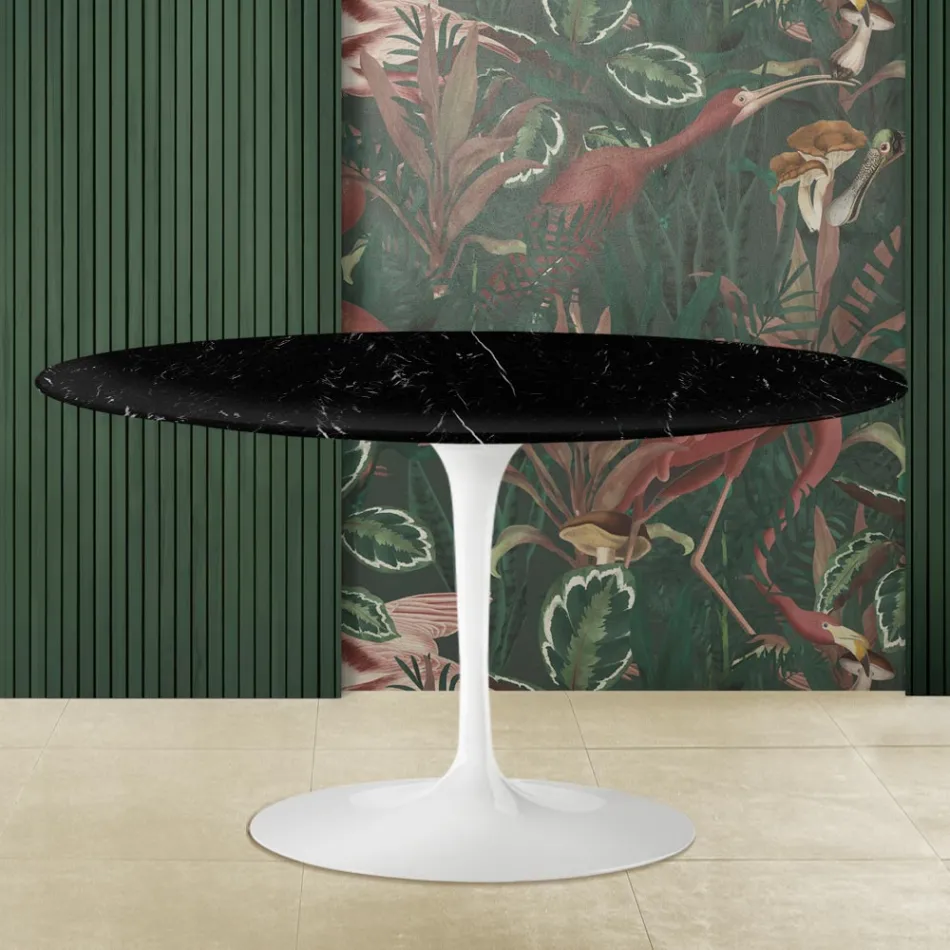 Tulpan Soffbord Eero Saarinen H 41 i Svart Marquinia Marble Made in Italy - Scarlet Viadurini