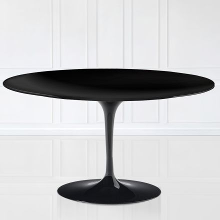 Tulpan soffbord Eero Saarinen H 41 Oval med svart flytande laminat - Scarlet Top Viadurini