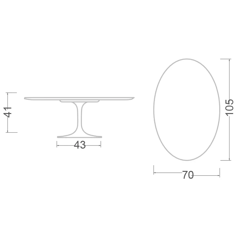 Tulpan Soffbord Eero Saarinen H 41 Oval med Caracatta guldmarmorskiva Viadurini