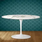 Eero Saarinen H 41 Ovalt Tulpan Soffbord i Aura 22 Keramik Tillverkat i Italien - Scharlakansröd Viadurini