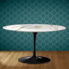 Eero Saarinen H 41 Ovalt Tulpan Soffbord i Aura 22 Keramik Tillverkat i Italien - Scharlakansröd Viadurini