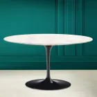 Eero Saarinen H 41 Ovalt tulpan soffbord i Diamond Cream Ceramic Made in Italy - Scarlet Viadurini