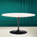 Tulip Eero Saarinen H 41 Ovalt soffbord i Diamond Cream Ceramic Made in Italy - Scarlet