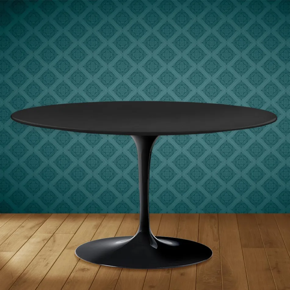Eero Saarinen Tulip soffbord H 41 ovalt i Domoos keramik Tillverkat i Italien - Scharlakansröd Viadurini