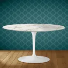 Eero Saarinen Tulip soffbord H 41 ovalt i blank keramik Tillverkat i Italien - Scharlakansröd Viadurini