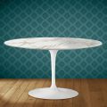 Eero Saarinen Tulip soffbord H 41 ovalt i blank keramik Tillverkat i Italien - Scharlakansröd