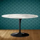 Eero Saarinen Tulip soffbord H 41 ovalt i blank keramik Tillverkat i Italien - Scharlakansröd Viadurini