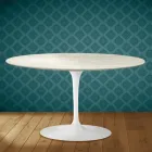 Eero Saarinen Tulip soffbord H 41 ovalt i Marmorio keramik Tillverkat i Italien - Scharlakansröd Viadurini