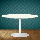 Eero Saarinen H 41 ovalt tulpan soffbord i Moonè keramik tillverkat i Italien - scharlakansröd Viadurini