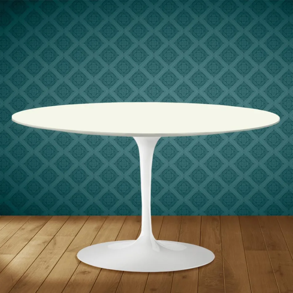 Eero Saarinen H 41 ovalt tulpan soffbord i Moonè keramik tillverkat i Italien - scharlakansröd Viadurini