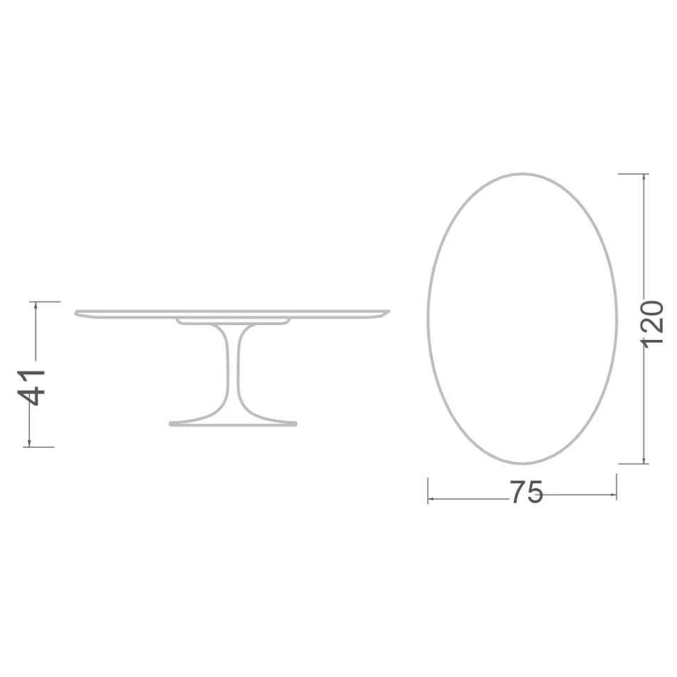 Eero Saarinen H 41 ovalt tulpan soffbord i Moonè keramik tillverkat i Italien - scharlakansröd Viadurini