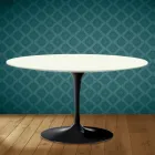 Eero Saarinen Tulip soffbord H 41 ovalt i Moonè keramik Tillverkat i Italien - Scharlakansröd Viadurini