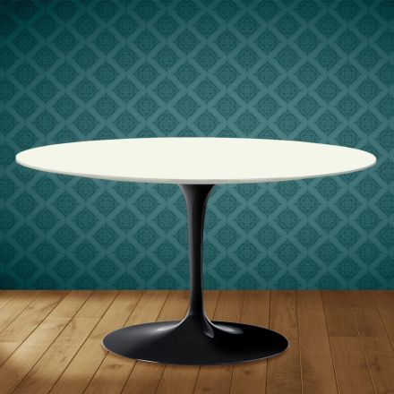Eero Saarinen Tulip soffbord H 41 ovalt i Moonè keramik Tillverkat i Italien - Scharlakansröd Viadurini