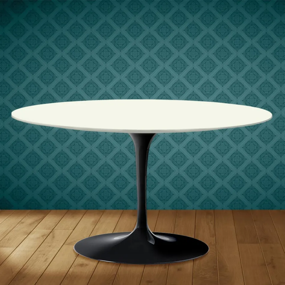 Eero Saarinen Tulip soffbord H 41 ovalt i Moonè keramik Tillverkat i Italien - Scharlakansröd Viadurini