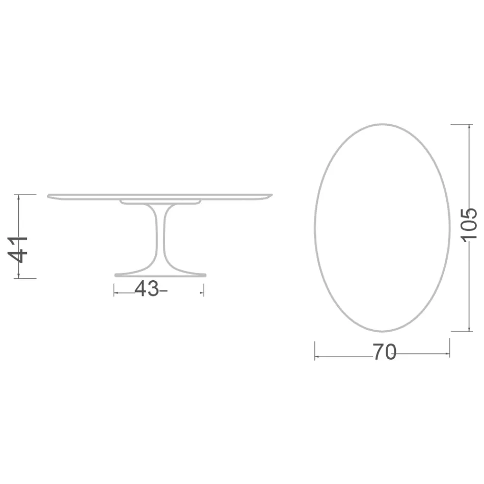 Tulpan Soffbord Eero Saarinen H 41 Oval i Noir Desire Keramik Made in Italy - Scarlet Viadurini
