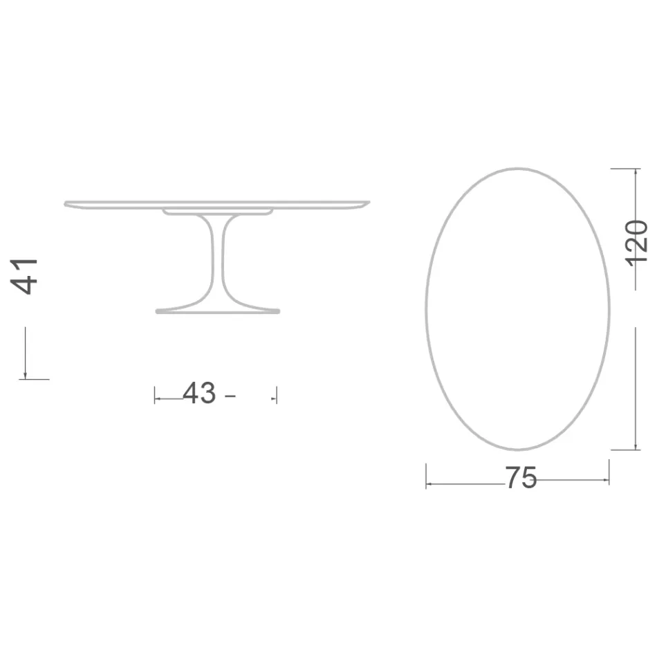 Tulpan Soffbord Eero Saarinen H 41 Oval i Noir Desire Keramik Made in Italy - Scarlet Viadurini