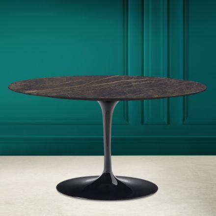Tulpan Soffbord Eero Saarinen H 41 Oval i Noir Desire Keramik Made in Italy - Scarlet Viadurini