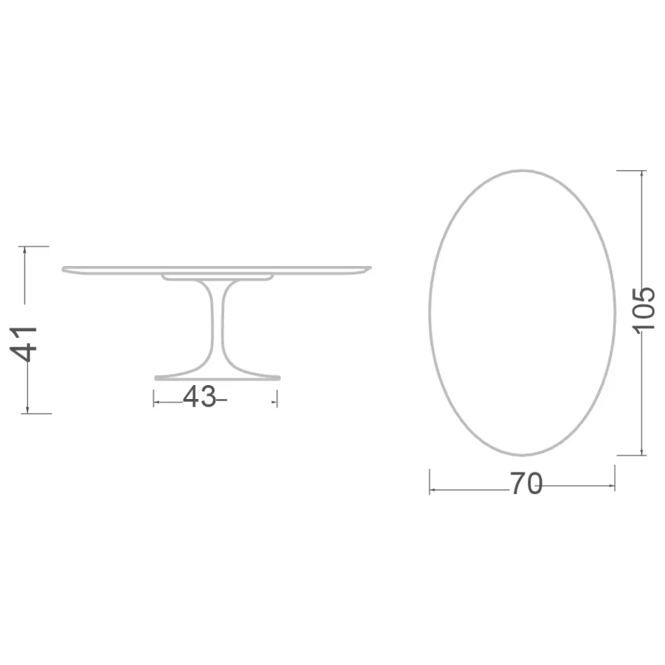 Tulpan Soffbord Eero Saarinen H 41 Oval i Rem Keramik Made in Italy - Scarlet Viadurini