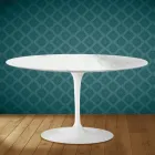 Eero Saarinen Tulip soffbord H 41 ovalt i Salina keramik Tillverkat i Italien - Scharlakansröd Viadurini