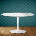 Eero Saarinen Tulip soffbord H 41 ovalt i Salina keramik Tillverkat i Italien - Scharlakansröd