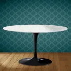 Eero Saarinen Tulip soffbord H 41 ovalt i Salina keramik Tillverkat i Italien - Scharlakansröd Viadurini