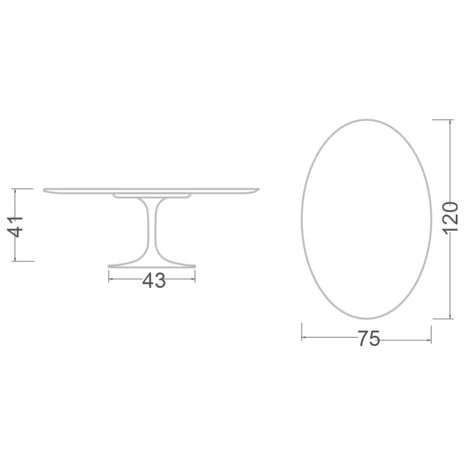 Tulpan Soffbord Eero Saarinen H 41 Oval i Emperador Dark Marble Tillverkat i Italien Viadurini