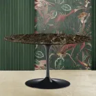 Tulpan Soffbord Eero Saarinen H 41 Oval i Emperador Dark Marble Tillverkat i Italien Viadurini