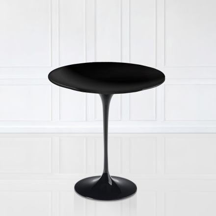 Tulpan soffbord Eero Saarinen H 52 med Black Liquid Laminate Top Made in Italy - Scarlet Viadurini
