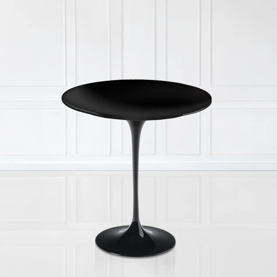 Tulpan soffbord Eero Saarinen H 52 med Black Liquid Laminate Top Made in Italy - Scarlet Viadurini