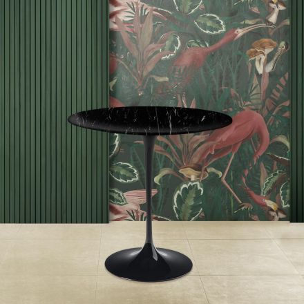 Tulpan Soffbord Eero Saarinen H 52 med Black Marquinia Marble Top Made in Italy - Scarlet Viadurini