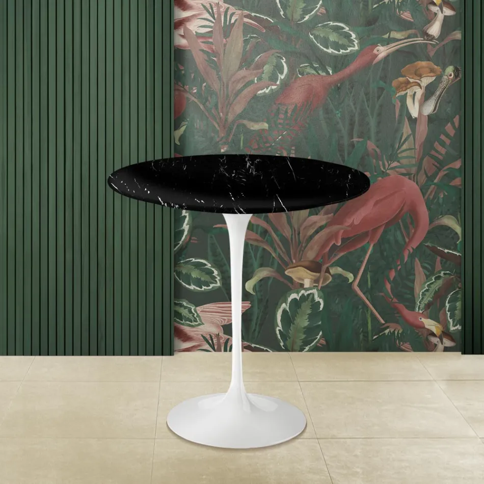 Tulpan Soffbord Eero Saarinen H 52 i Svart Marquinia Marble Made in Italy - Scarlet Viadurini