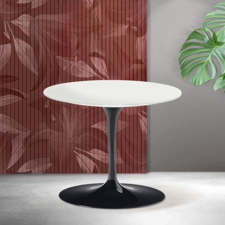 Saarinen Tulip soffbord H 39 cm i mattvit Florim keramik - Scharlakansröd Viadurini