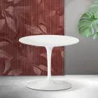 Saarinen Tulip soffbord H 39 cm i mattvit Florim keramik - Scharlakansröd Viadurini